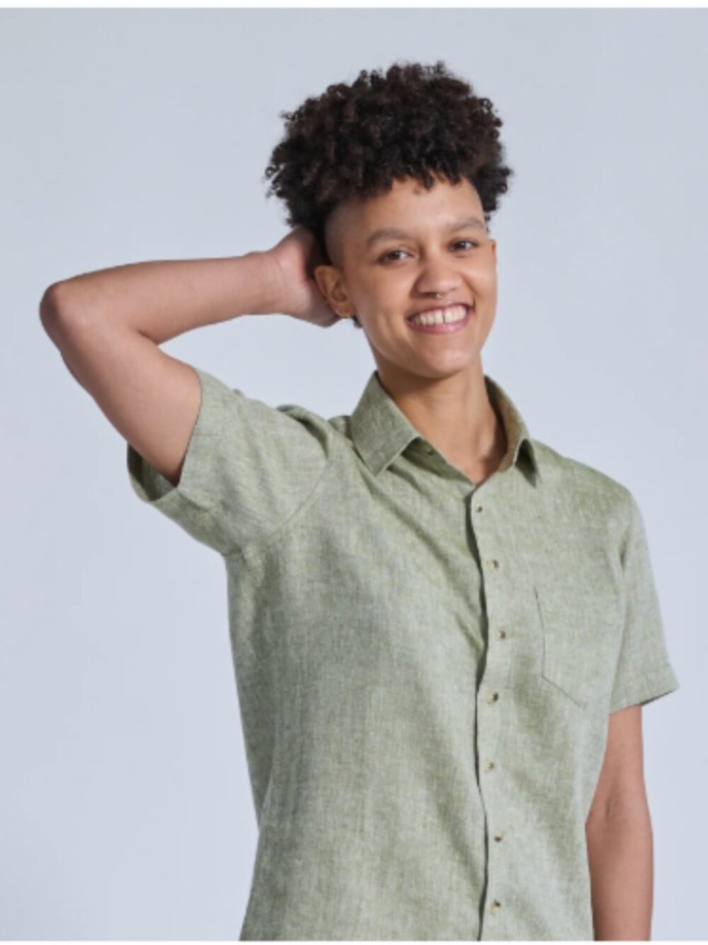 Kirrin Finch Pistachio Green Linen Blend Short Sleeve Button Front Shirt sz 22